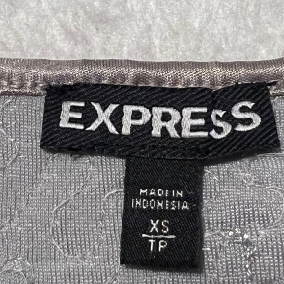 EXPRESS Gray Silver Sequins Spaghetti Strap Metallic Cami Tank Top Glitters SzXS - Picture 6 of 11